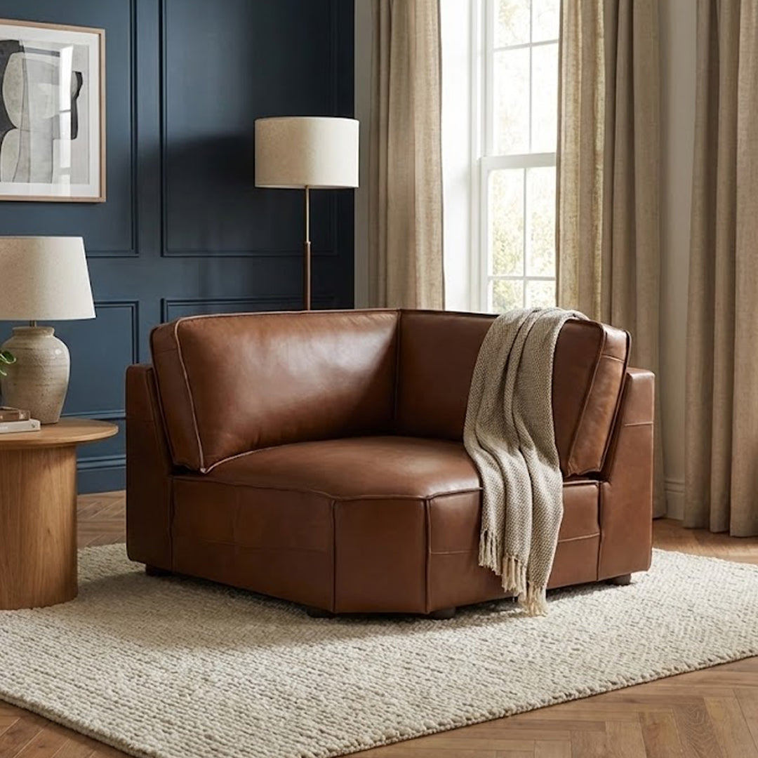 BARTELLE LEATHER MODULAR CORNER WEDGE TAN