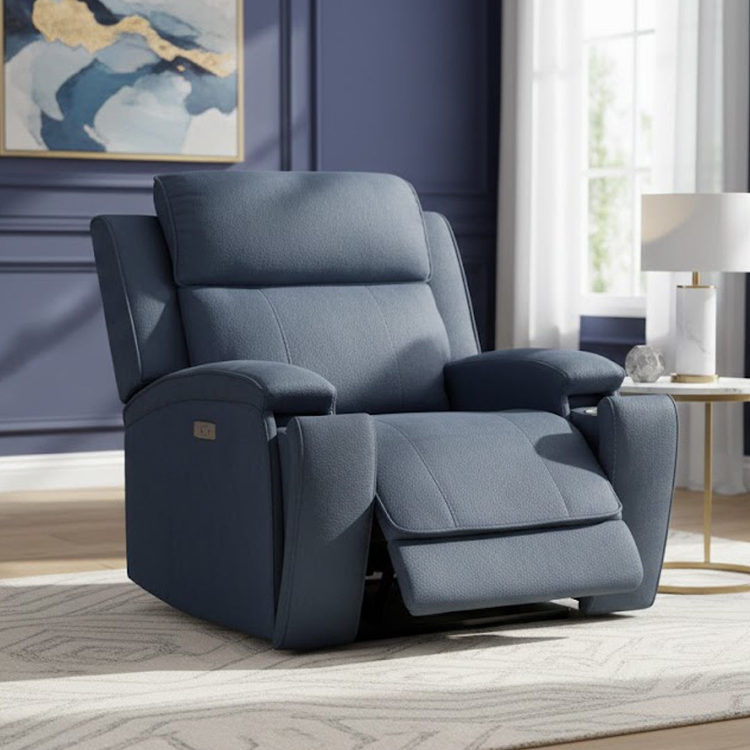 BAYTOWN FABRIC ELECTRIC RECLINER NAVY