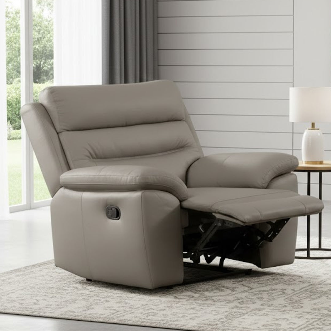 BEARMAN LEATHER RECLINER GREY
