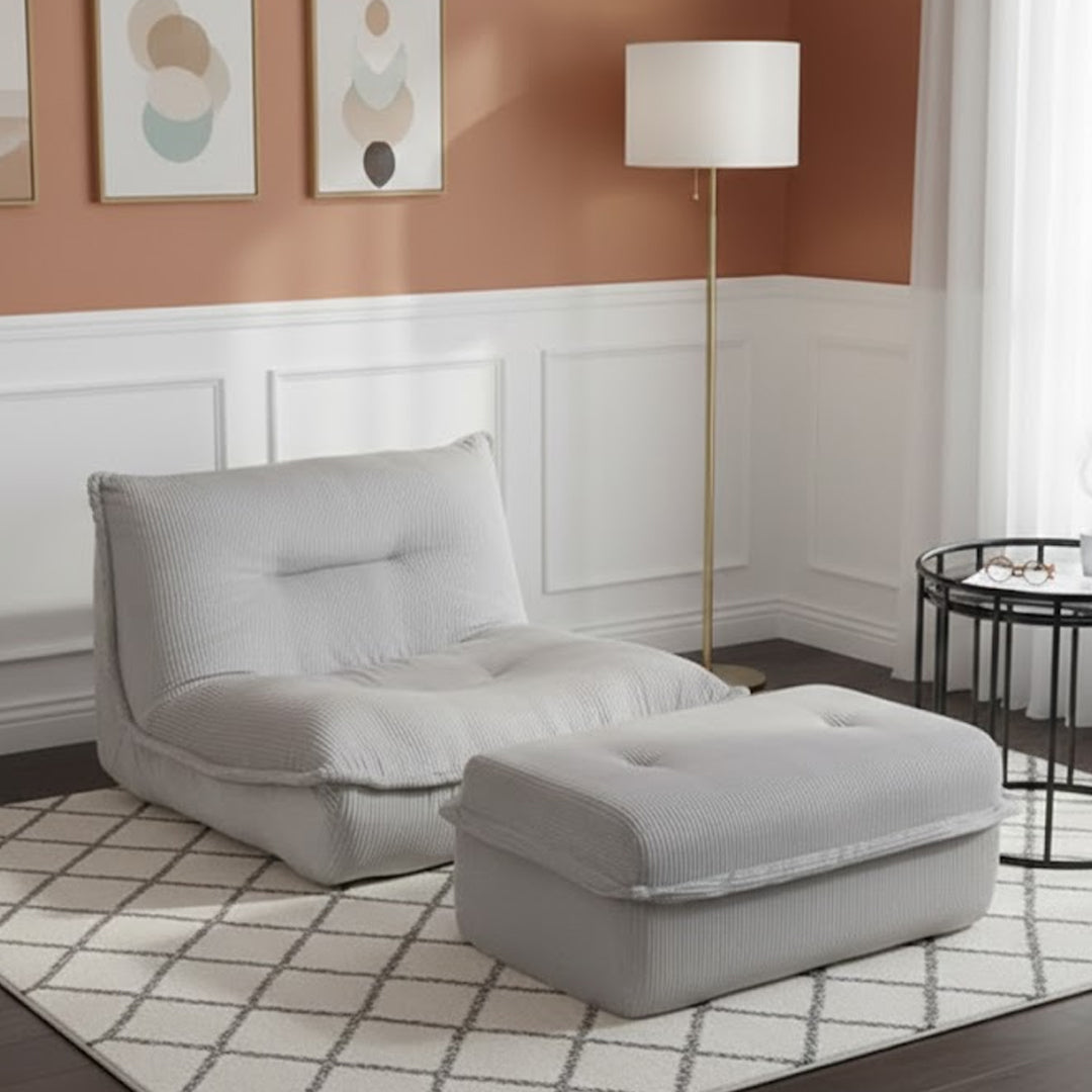 BENITEZ ACCENT CHAIR AND OTTOMAN LIGHT GREY