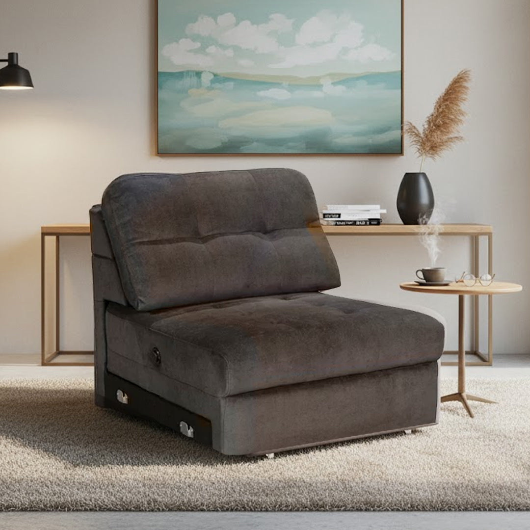 BEVERLY FABRIC MODULAR ARMLESS ELECTRIC SLIDER DARK GREY
