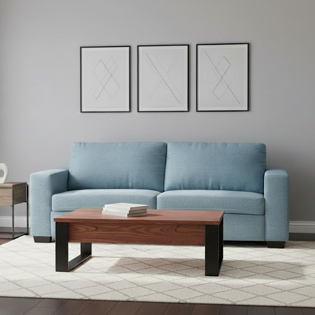 BONZA FABRIC 3 SEATER SOFA BIANCO LIGHT BLUE