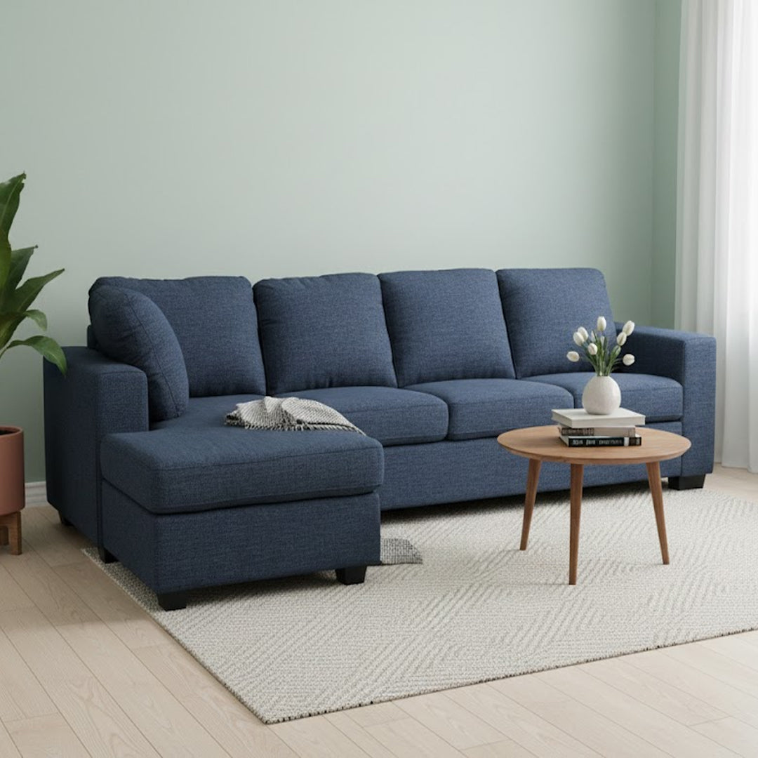 BONZA FABRIC CORNER LOUNGE WITH LHF CHAISE NAVY