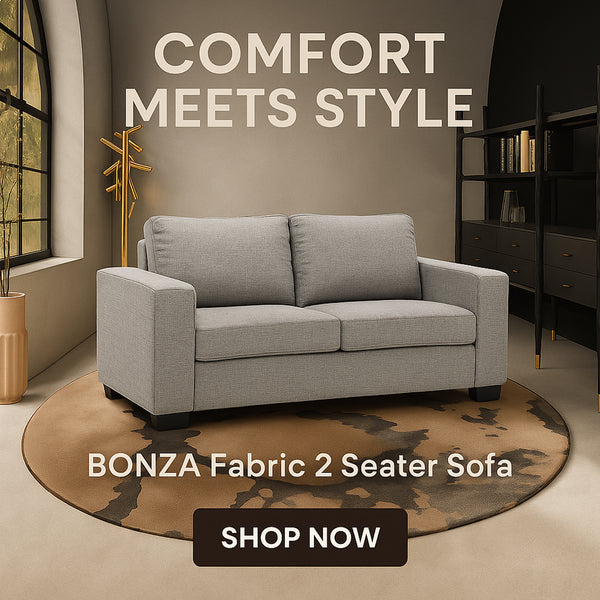 BONZA Fabric 2 Seater Sofa GREYStyleContemporary