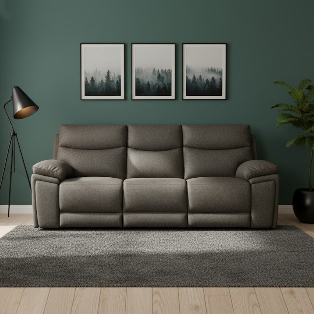 BRAVORA FABRIC 3 SEATER SOFA ELECTRIC RECLINER JADE