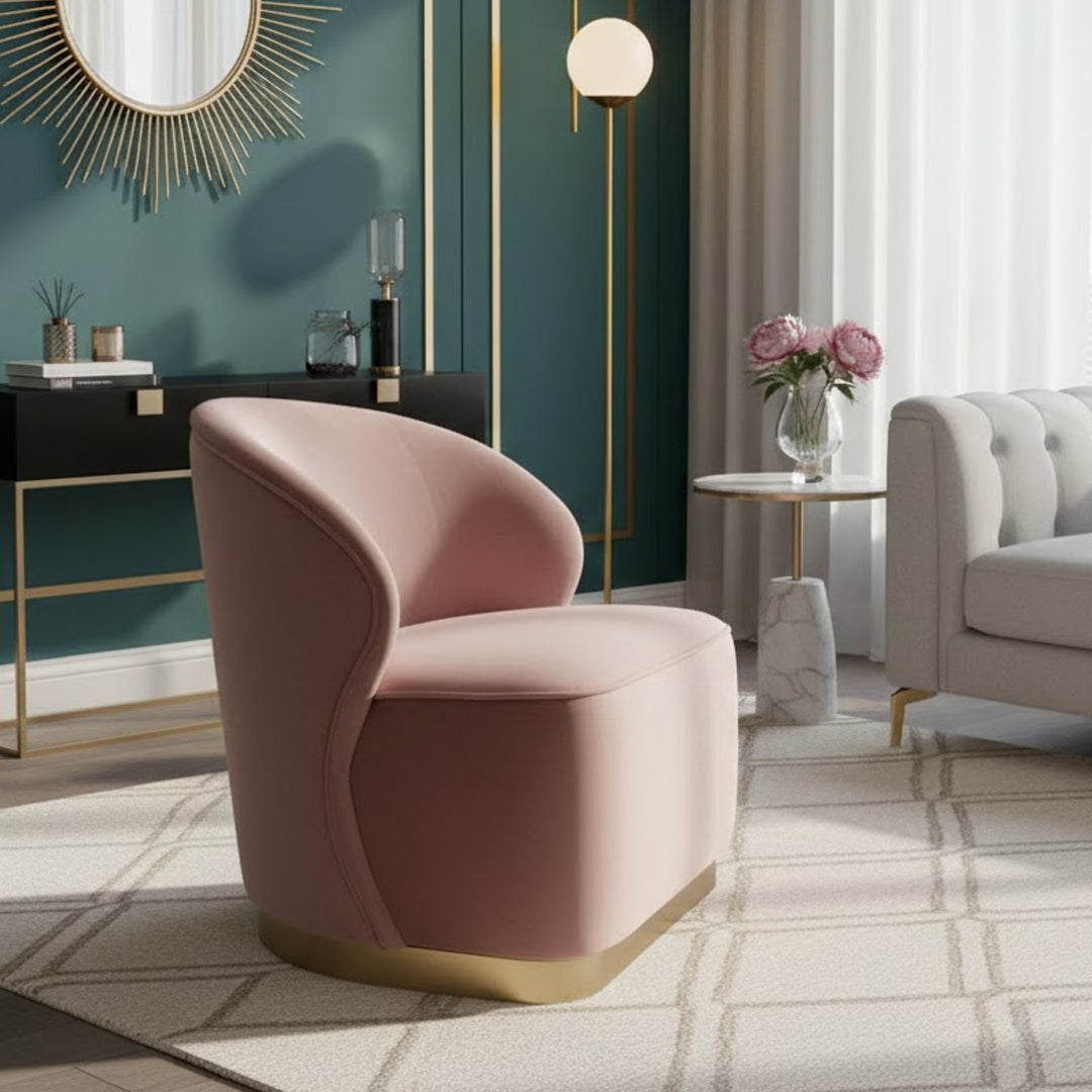 BROOKLYN AND BELLA BLUSH EOGNAGH VELVET ACCENT CHAIR