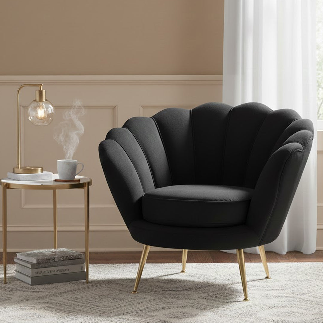 BROOKLYN AND BELLA MANHATTAN SHELL VELVET ARMCHAIR
