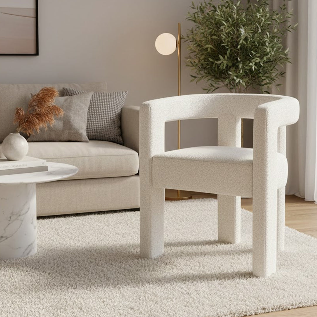 BROOKLYN AND BELLA OATMEAL SIMONE UPHOLSTERED ARMCHAIR