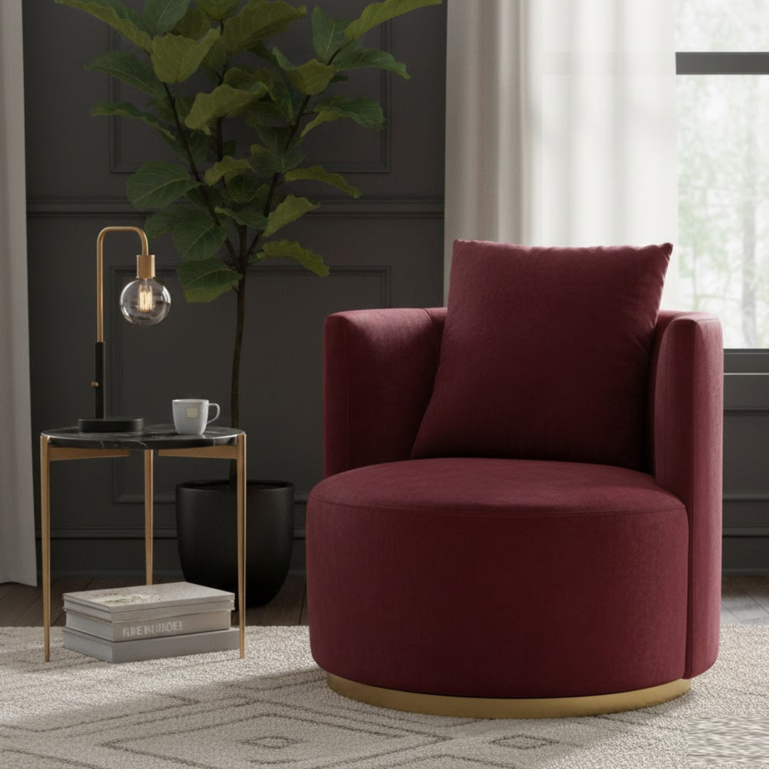 BROOKLYN AND BELLA TREMBLAY VELVET LOVE SEAT WITH GOLD BASE
