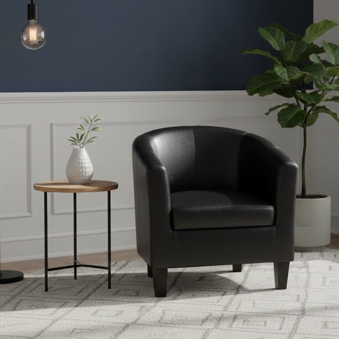 BY DESIGNS ASHER FAUX LEATHER TUB CHAIR