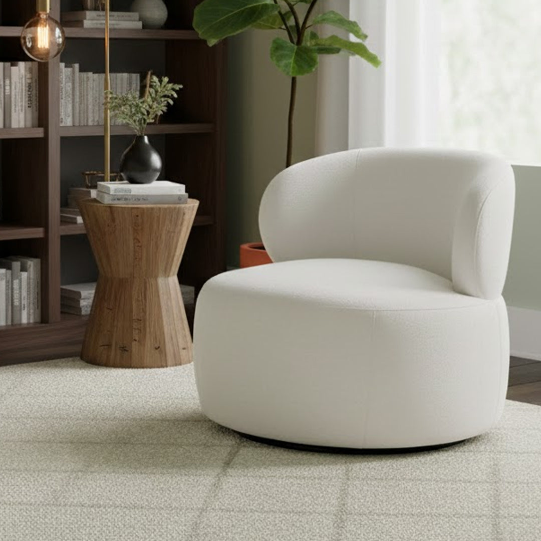 BY DESIGNS EDITH BOUCLE SWIVEL ARMCHAIR