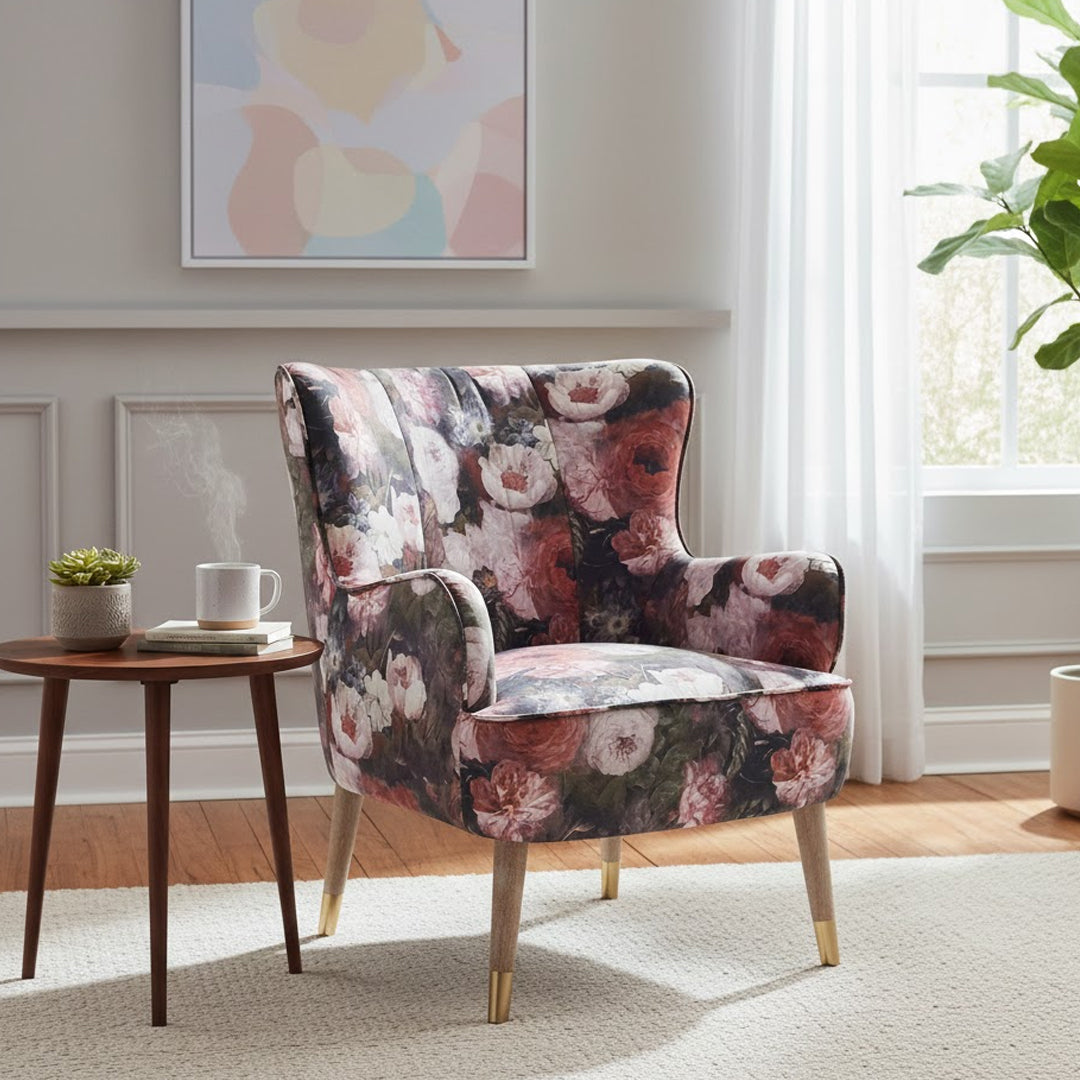BY DESIGNS FLORA VELVET ACCENT CHAIR