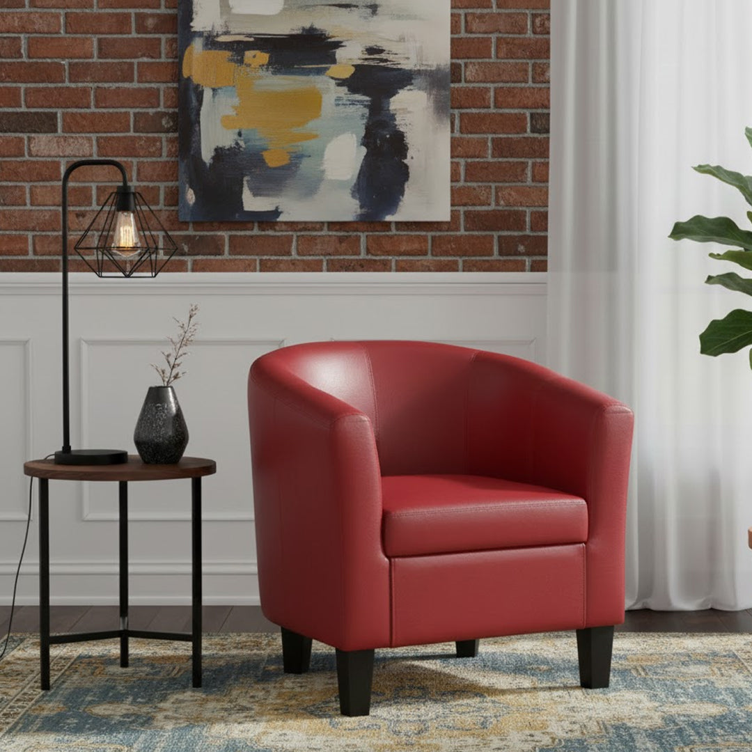 BY DESIGNS GUNTHER FAUX LEATHER TUB CHAIR