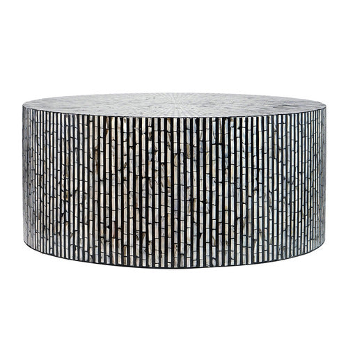THE DECOR STORE BARBARA ROUND CAPIZ SHELL COFFEE TABLE