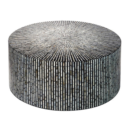 THE DECOR STORE BARBARA ROUND CAPIZ SHELL COFFEE TABLE