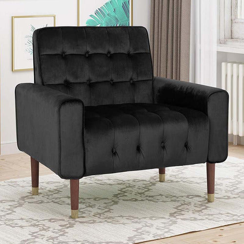 FURNITURE MARKET BARTOS BUTTON-TUFTED VELVET ARMCHAIR