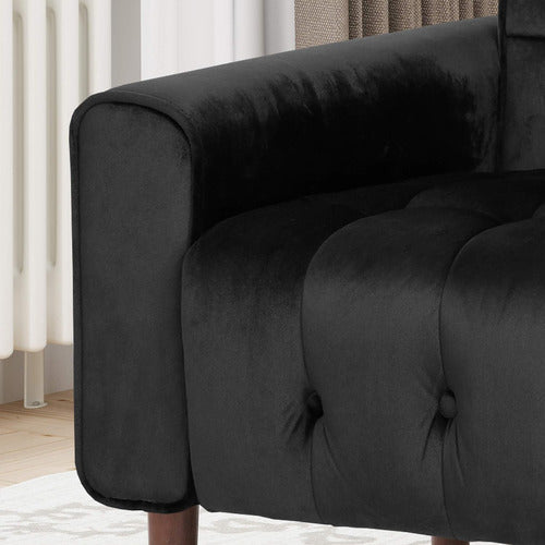 FURNITURE MARKET BARTOS BUTTON-TUFTED VELVET ARMCHAIR