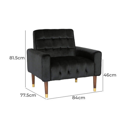 FURNITURE MARKET BARTOS BUTTON-TUFTED VELVET ARMCHAIR