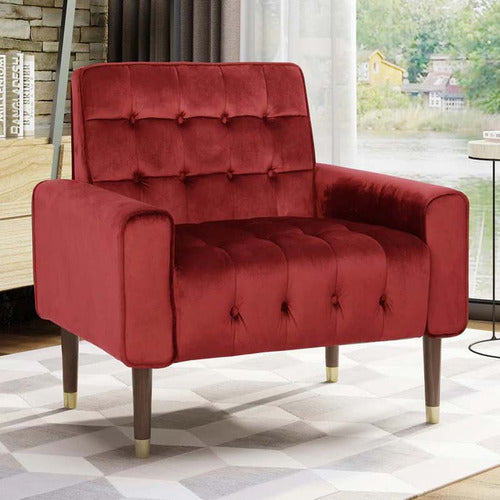 FURNITURE MARKET BARTOS BUTTON-TUFTED VELVET ARMCHAIR
