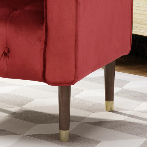 FURNITURE MARKET BARTOS BUTTON-TUFTED VELVET ARMCHAIR