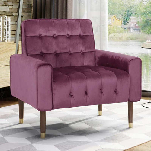 FURNITURE MARKET BARTOS BUTTON-TUFTED VELVET ARMCHAIR