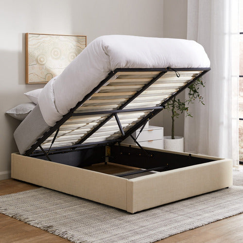 LIVING FUSION BEIGE ALDAN GAS LIFT STORAGE BED BASE