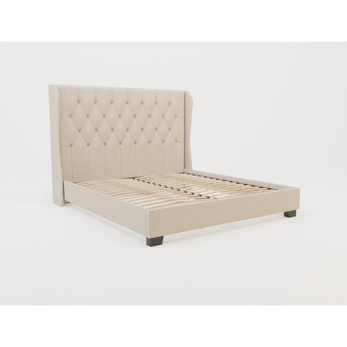 RAWSON & CO BEIGE HARLOW WINGED BED FRAME