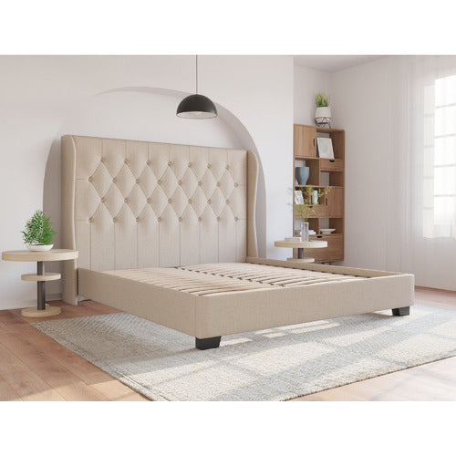 RAWSON & CO BEIGE HARLOW WINGED BED FRAME