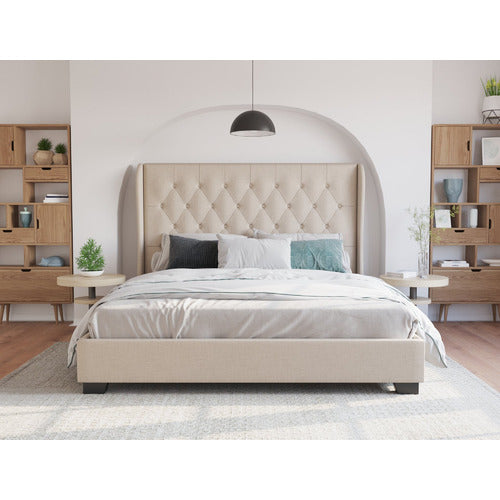 RAWSON & CO BEIGE HARLOW WINGED BED FRAME
