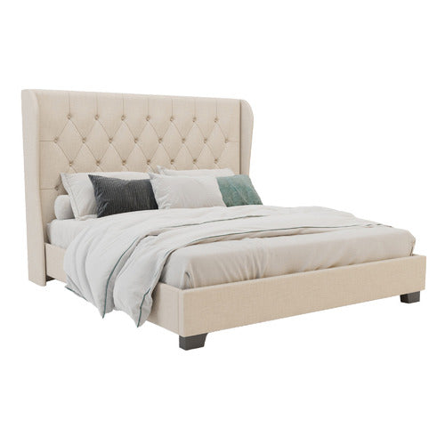 RAWSON & CO BEIGE HARLOW WINGED BED FRAME