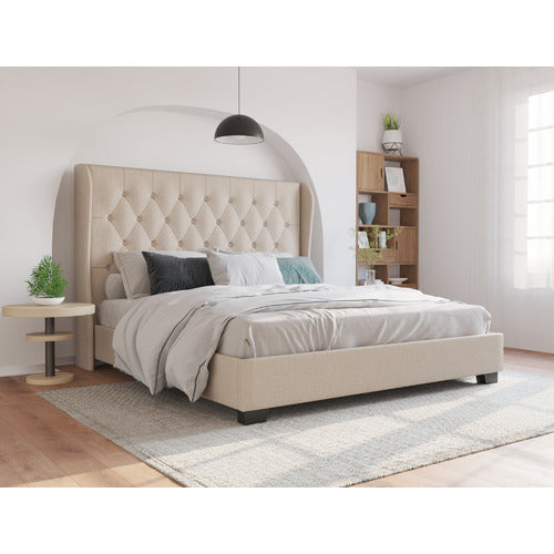 RAWSON & CO BEIGE HARLOW WINGED BED FRAME