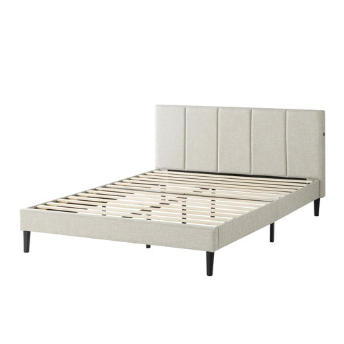 BEIGE IMOGEN UPHOLSTERED BED WITH USB