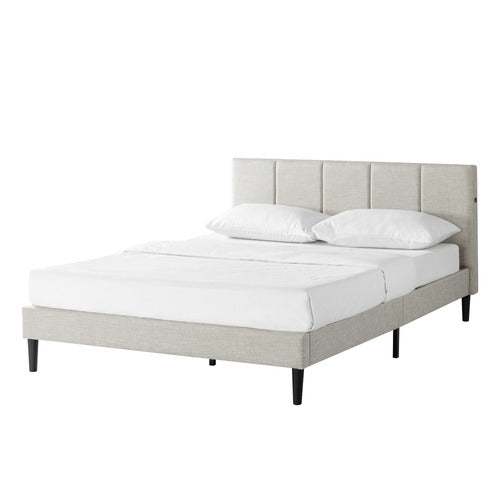 BEIGE IMOGEN UPHOLSTERED BED WITH USB