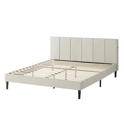 BEIGE IMOGEN UPHOLSTERED BED WITH USB