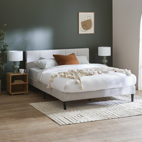 BEIGE IMOGEN UPHOLSTERED BED WITH USB