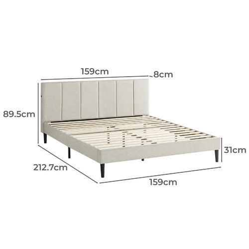 BEIGE IMOGEN UPHOLSTERED BED WITH USB