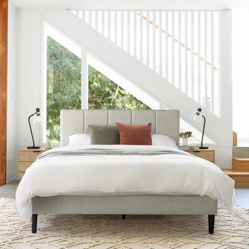 BEIGE IMOGEN UPHOLSTERED BED WITH USB