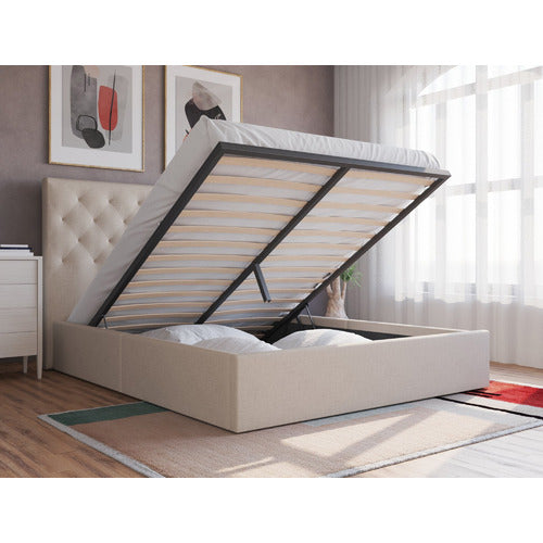 RAWSON & CO BEIGE OXFORD GAS LIFT STORAGE BED