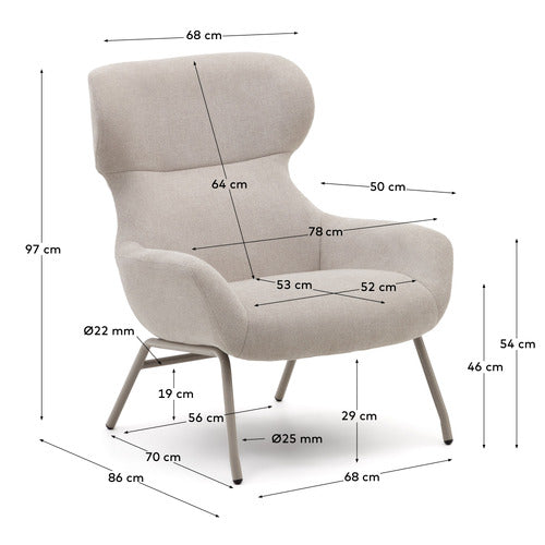 LINEA FURNITURE BETTINA CHENILLE ARMCHAIR