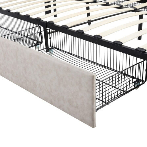 MIKASA FURNITURE BIRMINGHAM UPHOLSTERED PLATFORM BED WITH UNDERBED STORAGE