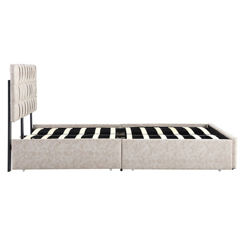 MIKASA FURNITURE BIRMINGHAM UPHOLSTERED PLATFORM BED WITH UNDERBED STORAGE