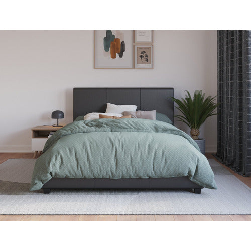 RAWSON & CO BLACK COMO PU LEATHER BED FRAME