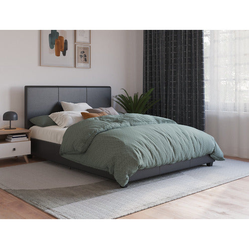 RAWSON & CO BLACK COMO PU LEATHER BED FRAME