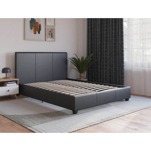 RAWSON & CO BLACK COMO PU LEATHER BED FRAME