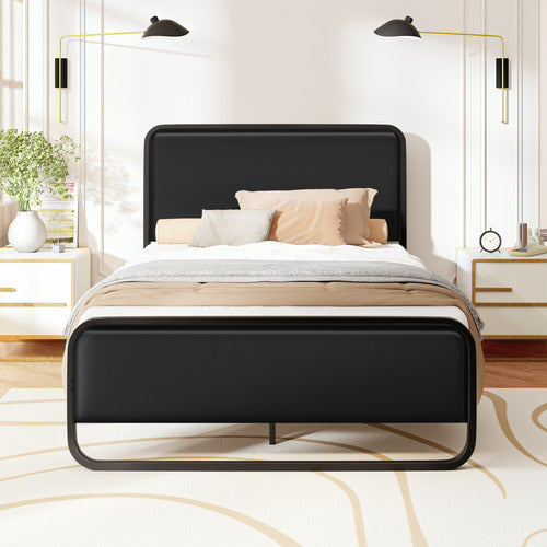 HOXTON ROOM BLACK STEPHAN FAUX LEATHER BED FRAME