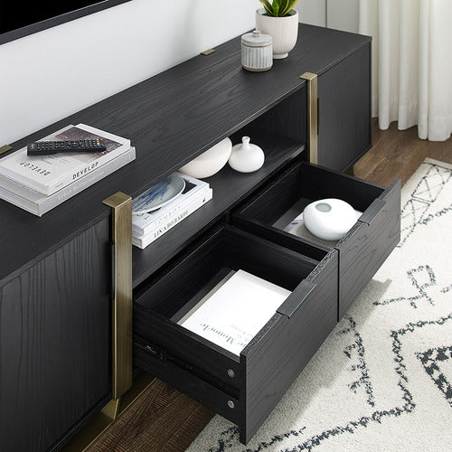 MONUMENT FURNITURE BLACK & GOLD ATHENA TV UNIT