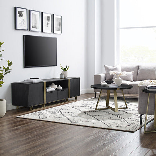 MONUMENT FURNITURE BLACK & GOLD ATHENA TV UNIT