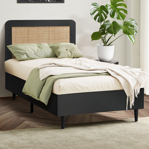 LIVING FUSION BLACK DAHLIA RATTAN BED FRAME