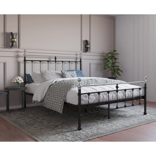 RAWSON & CO BLACK & CHROME ELIZABETH STEEL BED