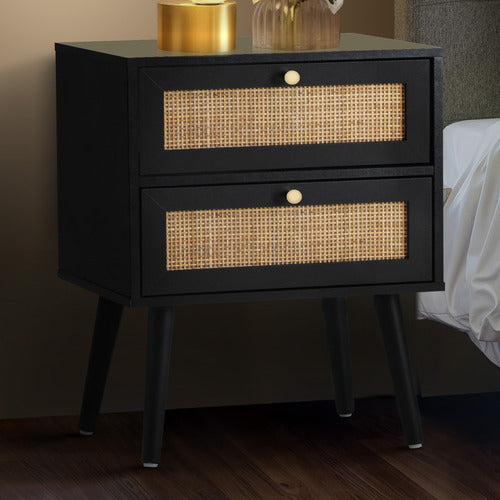 LIVING FUSION BLACK ASHER BEDSIDE TABLE